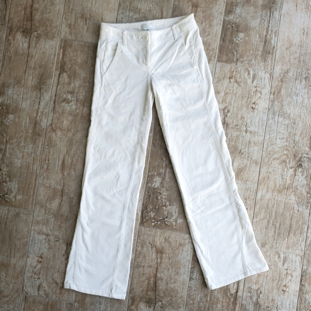 Ann Taylor LOFT White Corduroy Straight Leg Flare Jeans